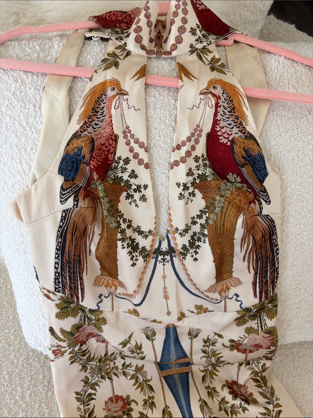Celeste Halter Maxi Dress in Ivory with Multicolor Birdsong Print - Picture 5 of 6